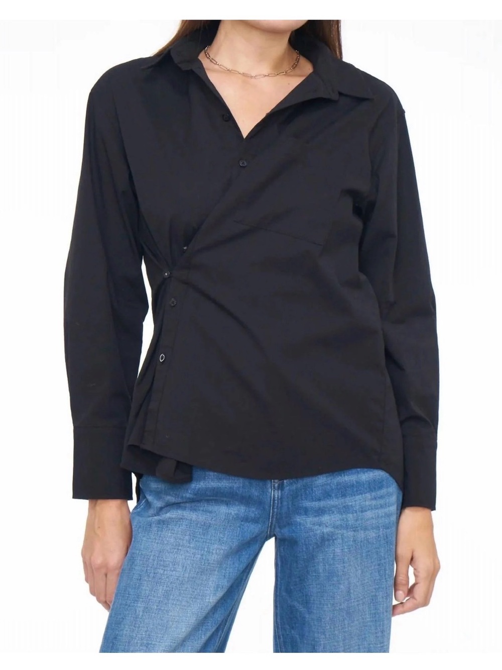 Pistola - Kaci Long Sleeve Crossover Button Down Shirt, Size L, worn once